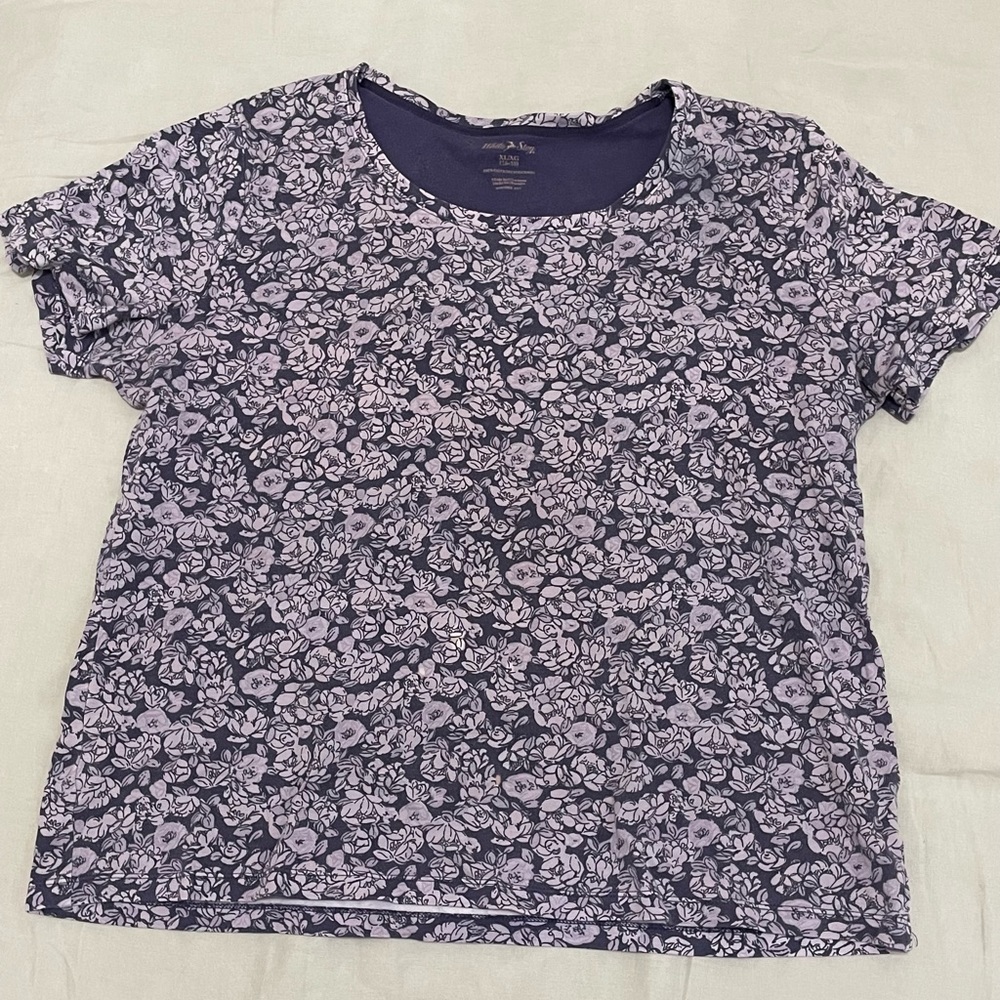 Purple flowery shirt